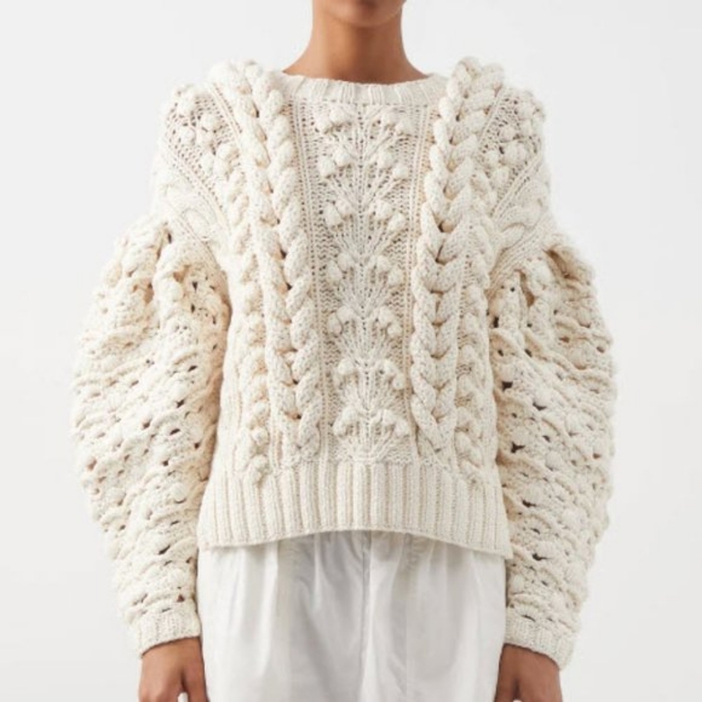 Ulla Johnson M Colette sweater cable knit chunky cream cotton - Picture 4 of 12